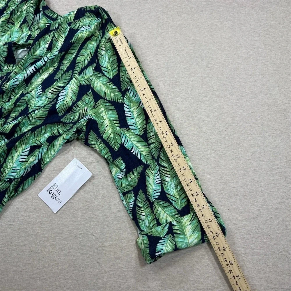 NWT Kim Rogers Tunic Blouse Womens Plus 1X Green Tropical Leaf 3/4 Sleeve - Picture 9 of 10